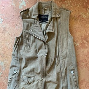 AllSaints Leather Suede Moto Vest
